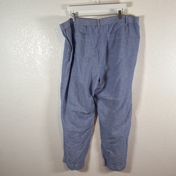 Talbots Blue Stripe Easy Drawstring Linen Blend Wide Leg Pants Size 20W - Picture 2 of 9